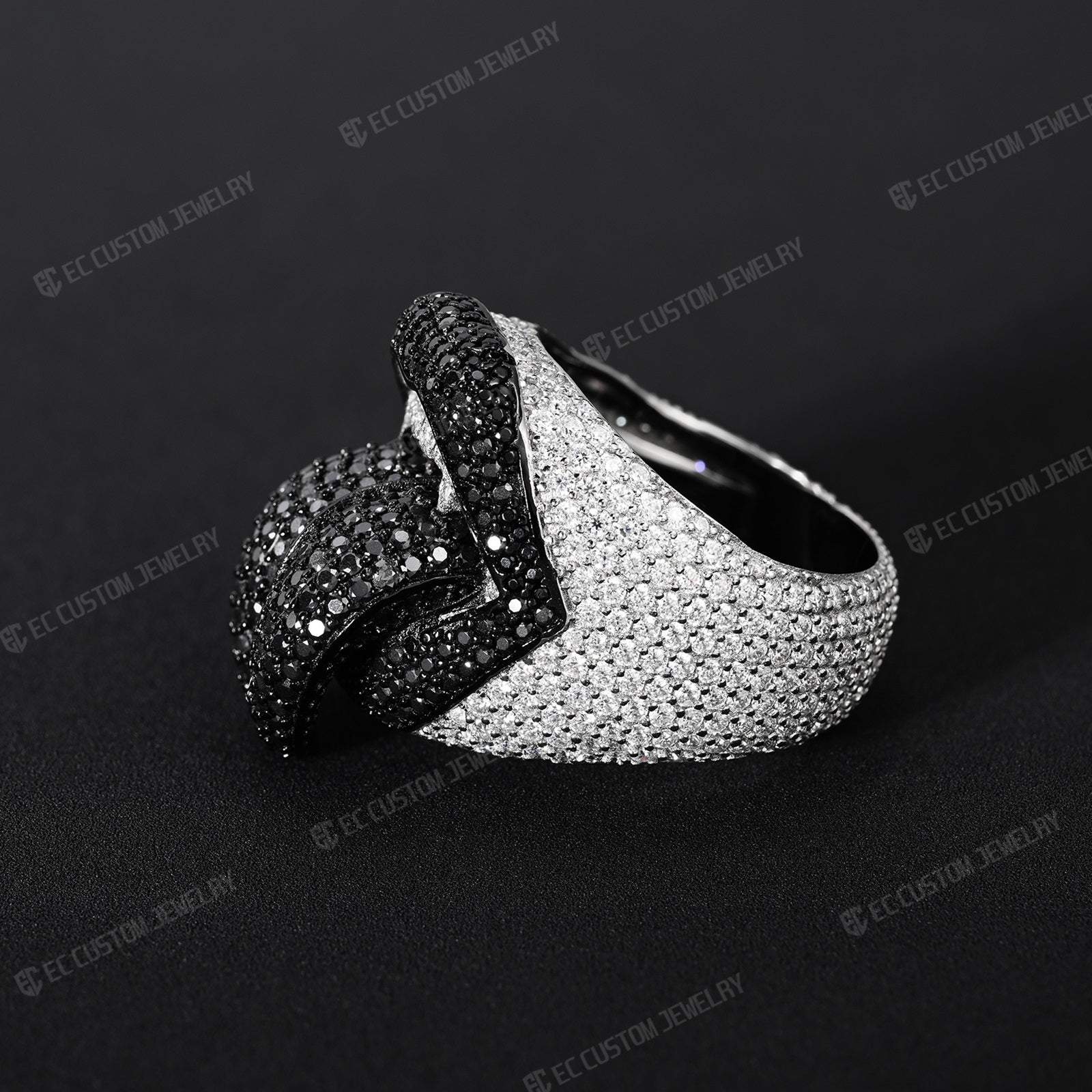 Iced Out Vampire Ring Hip Hop Tongue Ring Moissanite CZ 925 Silver