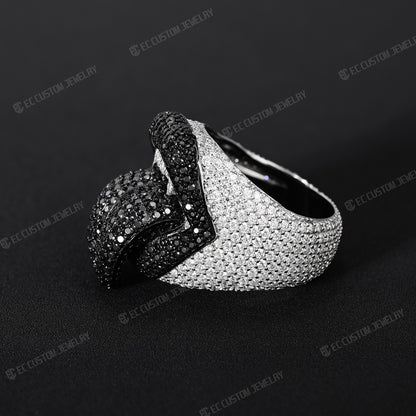 Iced Out Vampire Ring Hip Hop Tongue Ring Moissanite CZ 925 Silver