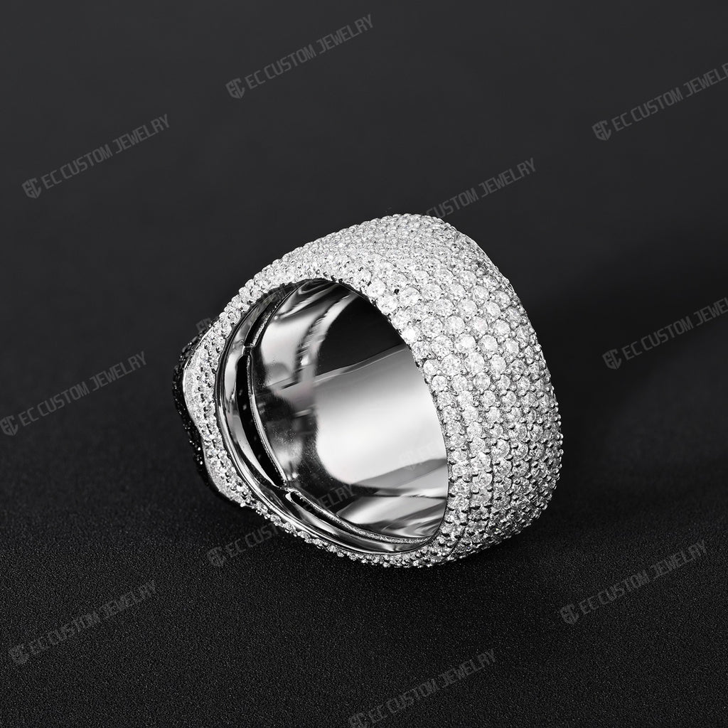 Iced Out Vampire Ring Hip Hop Tongue Ring Moissanite CZ 925 Silver