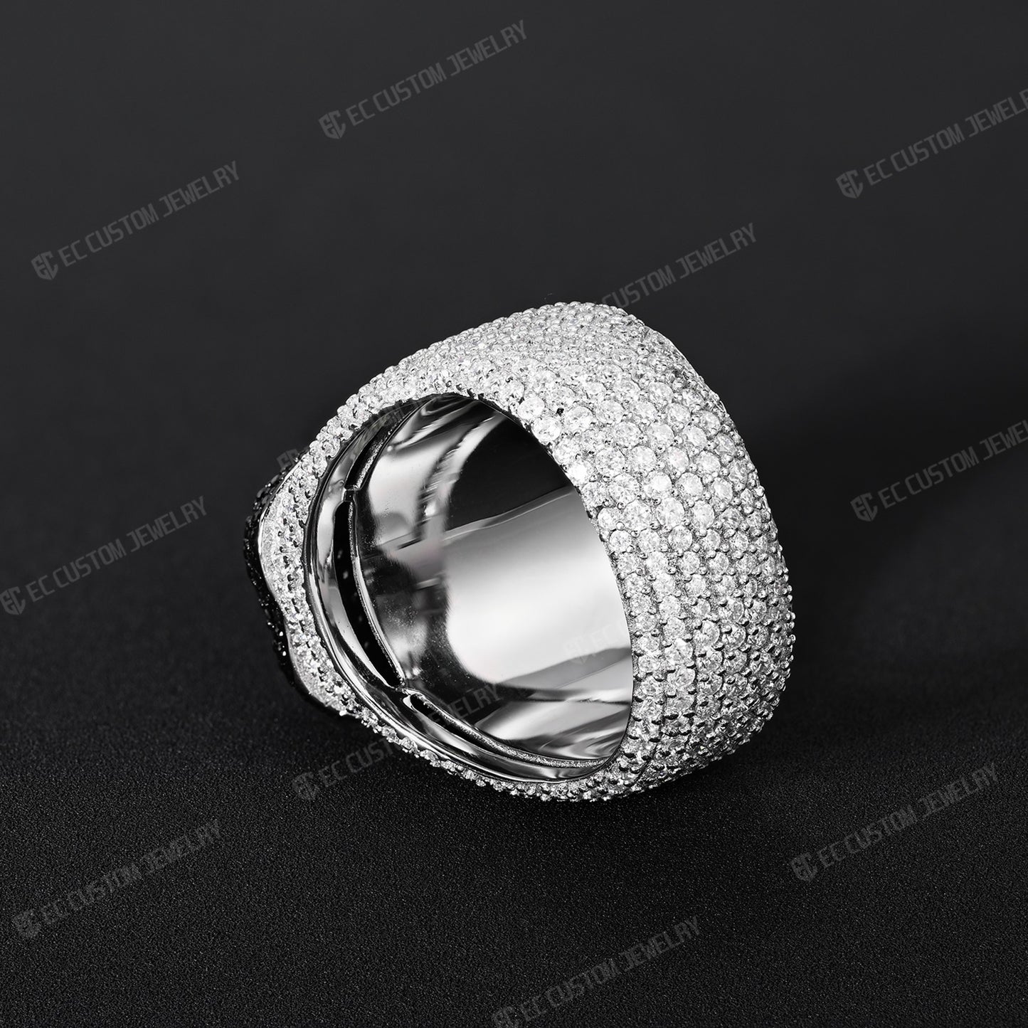 Iced Out Vampire Ring Hip Hop Tongue Ring Moissanite CZ 925 Silver