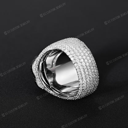 Iced Out Vampire Ring Hip Hop Tongue Ring Moissanite CZ 925 Silver