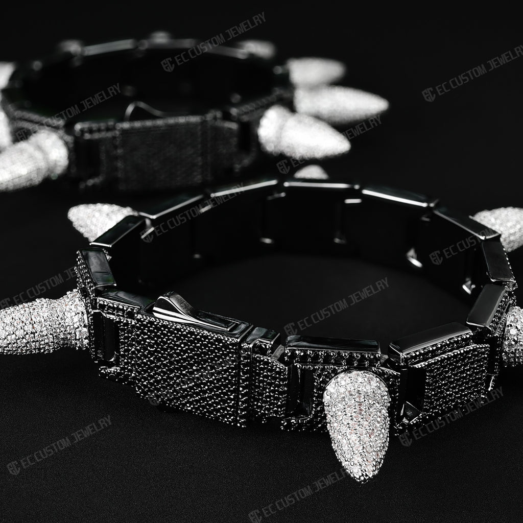 Iced out Spiked Bangle bullet Bracelet hip hop jewelry - ec custom jewelry 1