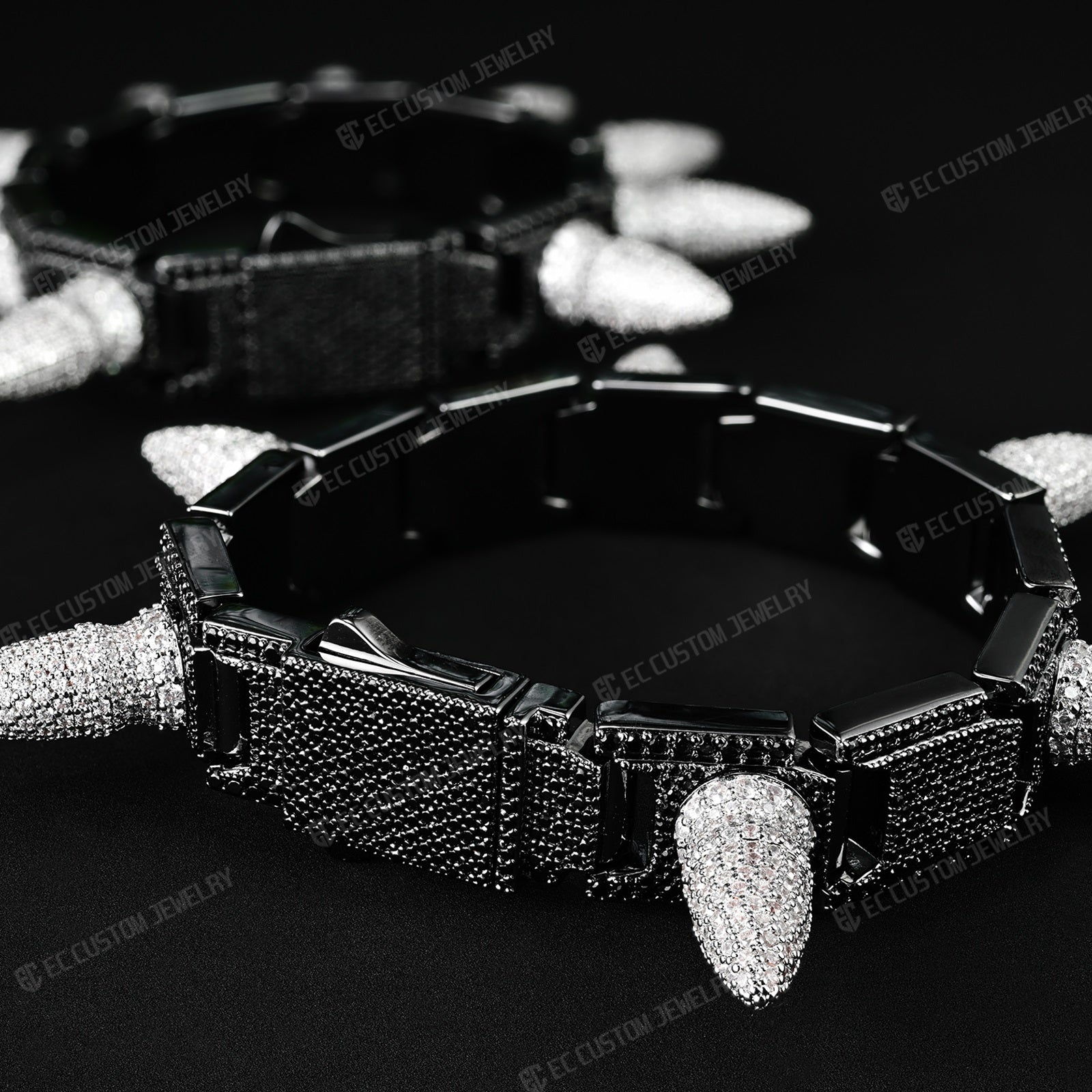 Iced out Spiked Bangle bullet Bracelet hip hop jewelry - ec custom jewelry 1