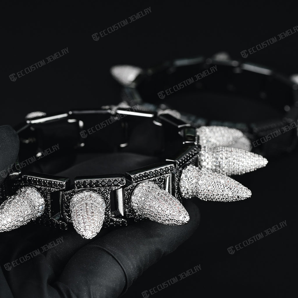 Iced out Spiked Bangle bullet Bracelet hip hop jewelry - ec custom jewelry 4