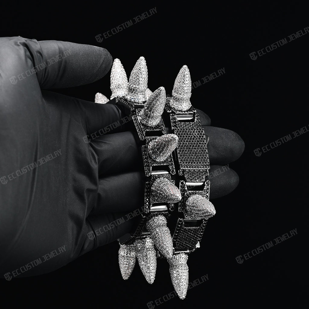 Iced out Spiked Bangle bullet Bracelet hip hop jewelry - ec custom jewelry 5