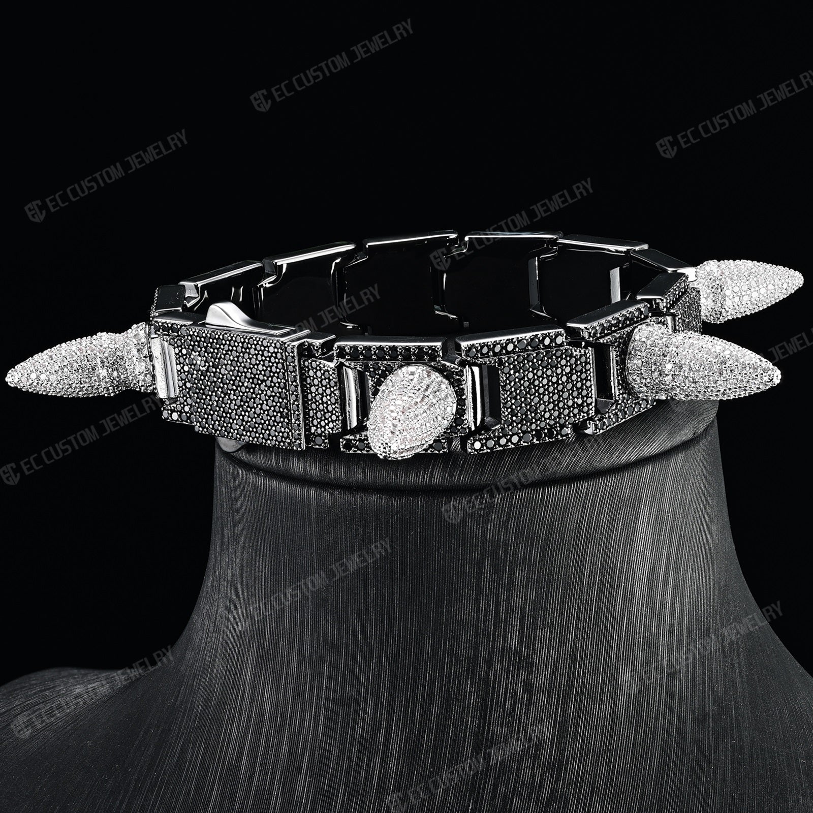 Iced out Spiked Bangle bullet Bracelet hip hop jewelry - ec custom jewelry 7