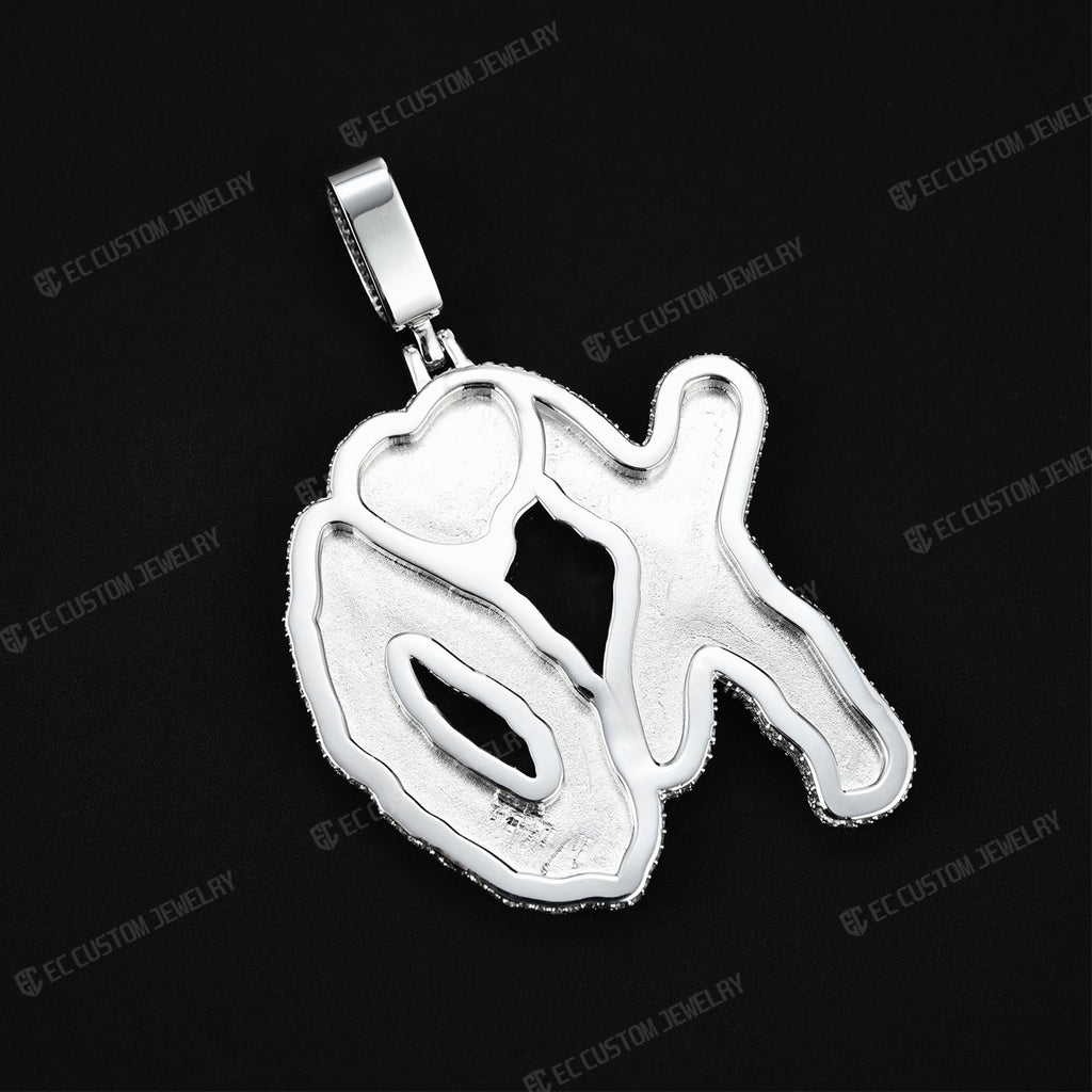 Iced out xo pendant hip hop rapper accessories streetwear outfit for men ken carson playboi carti yvl fans 2