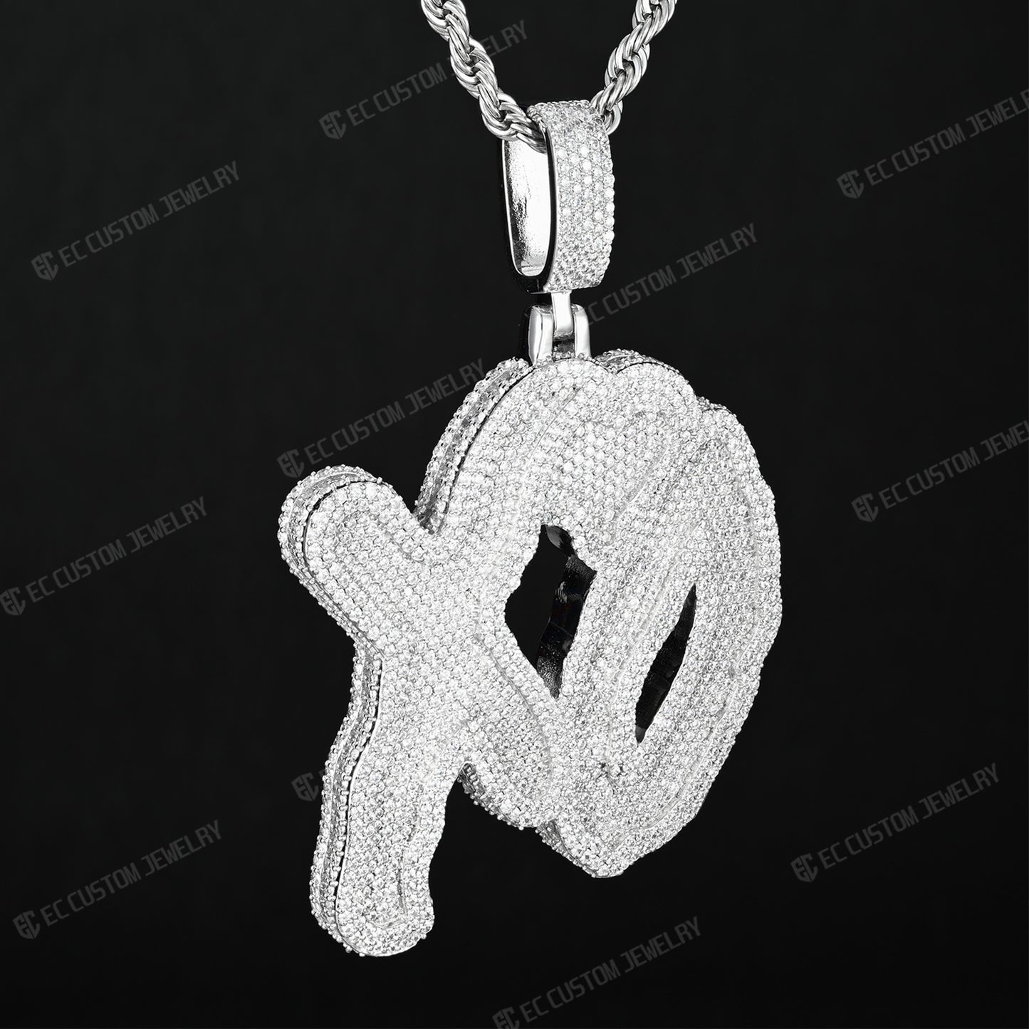 XO PENDANT ICE OUT JEWELRY HIP HOP RAPPER