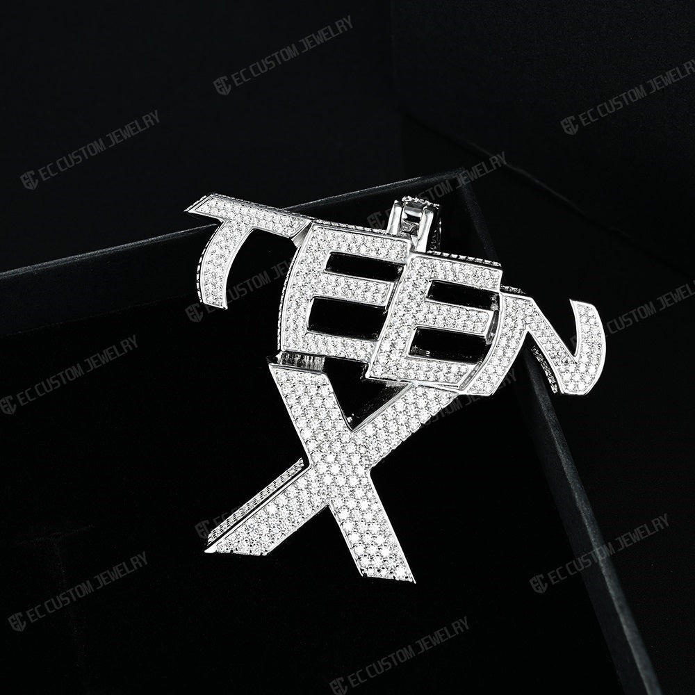 Teen X VVS Moissanite Pendant Iced Out Necklace Hip Hop 