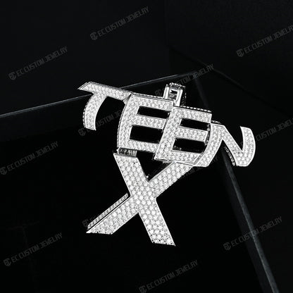 Teen X VVS Moissanite Pendant Iced Out Necklace Hip Hop 