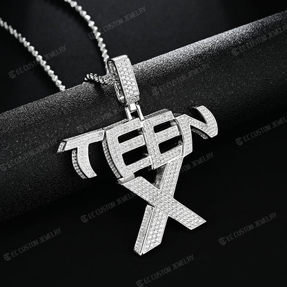 Iced Out Teen X Pendant VVS Moissanite Iced Out Hip Hop Necklace