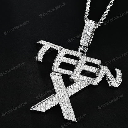 Kens Teen X Pendant VVS Moissanite Iced Out Hip Hop Necklace 