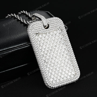 vvs moissanite dog tag full inlaid diamond necklace iced out jewelry