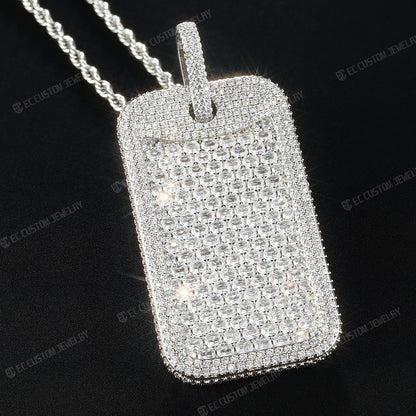 VVS MOISSANITE HIP HOP DOGTAG PENDANT ICED OUT JEWELRY