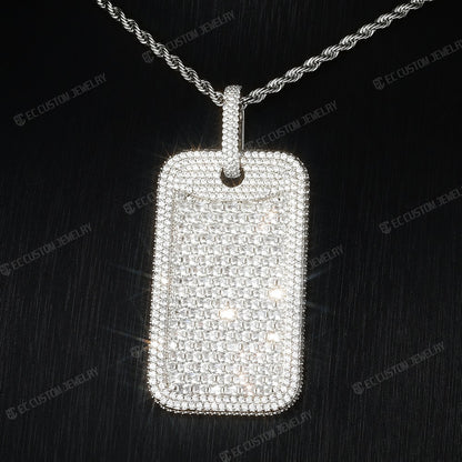 dog tag diamond pendant vvs moissanite full inlaid iced out jewelry