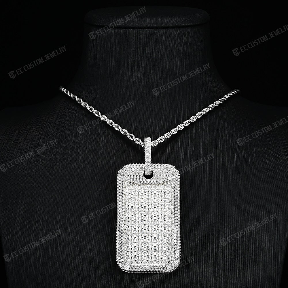 dog tag pendant vvs moissanite full inlaid iced out jewelry