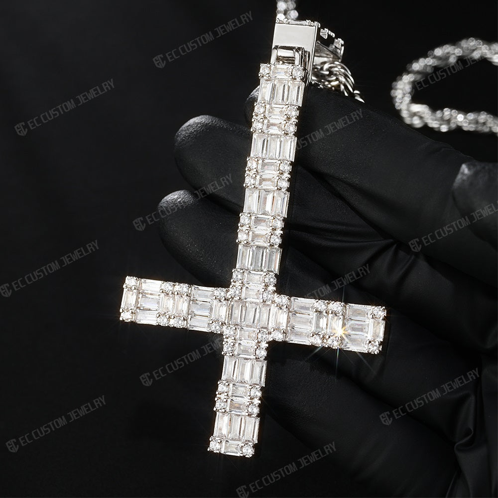 youngboy same cross pendant st peter upside down cross moissanite necklace