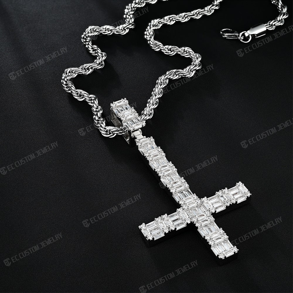 nab young boy st peter vvs moissanite upside down cross pendant necklace iced out drip for days