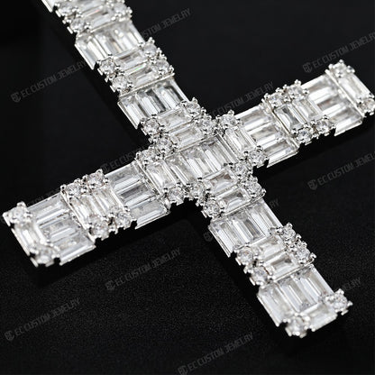 upside down cross big size ice out pendant moissanite diamond jewelry