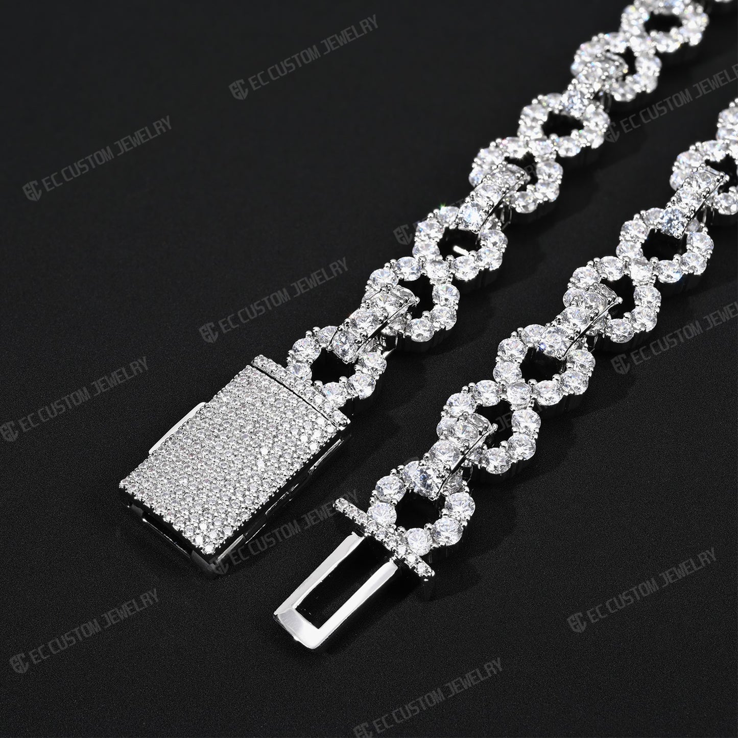 NEW 12MM LONES DIAMOND INFINITY LINK CHAIN ICED OUT NECKLACE