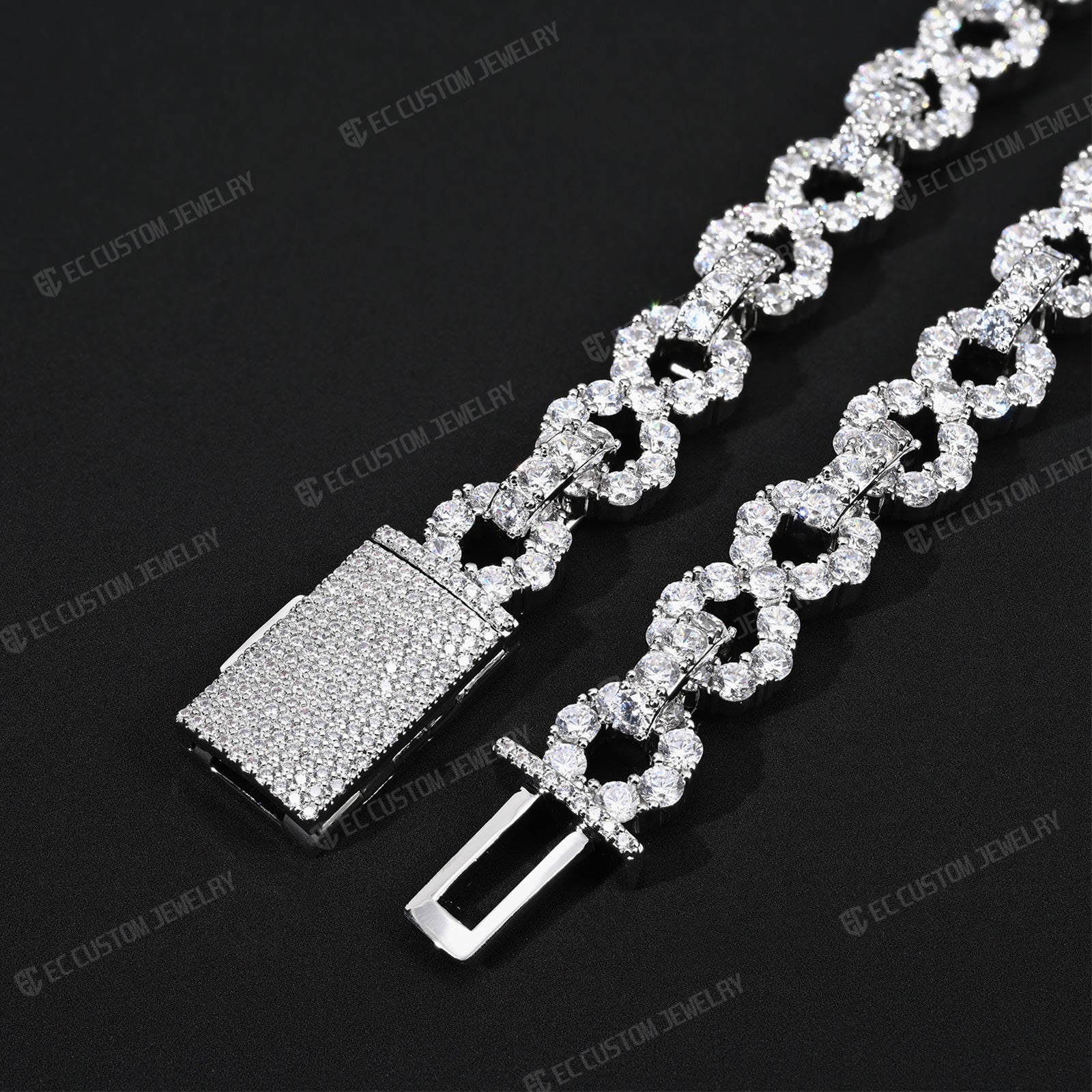 NEW 12MM LONES DIAMOND INFINITY LINK CHAIN ICED OUT NECKLACE