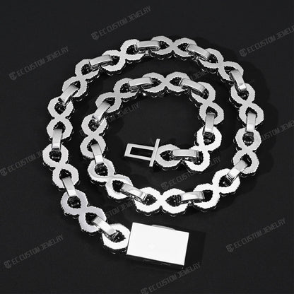 NEW 12MM LONES DIAMOND INFINITY LINK CHAIN ICED OUT NECKLACE