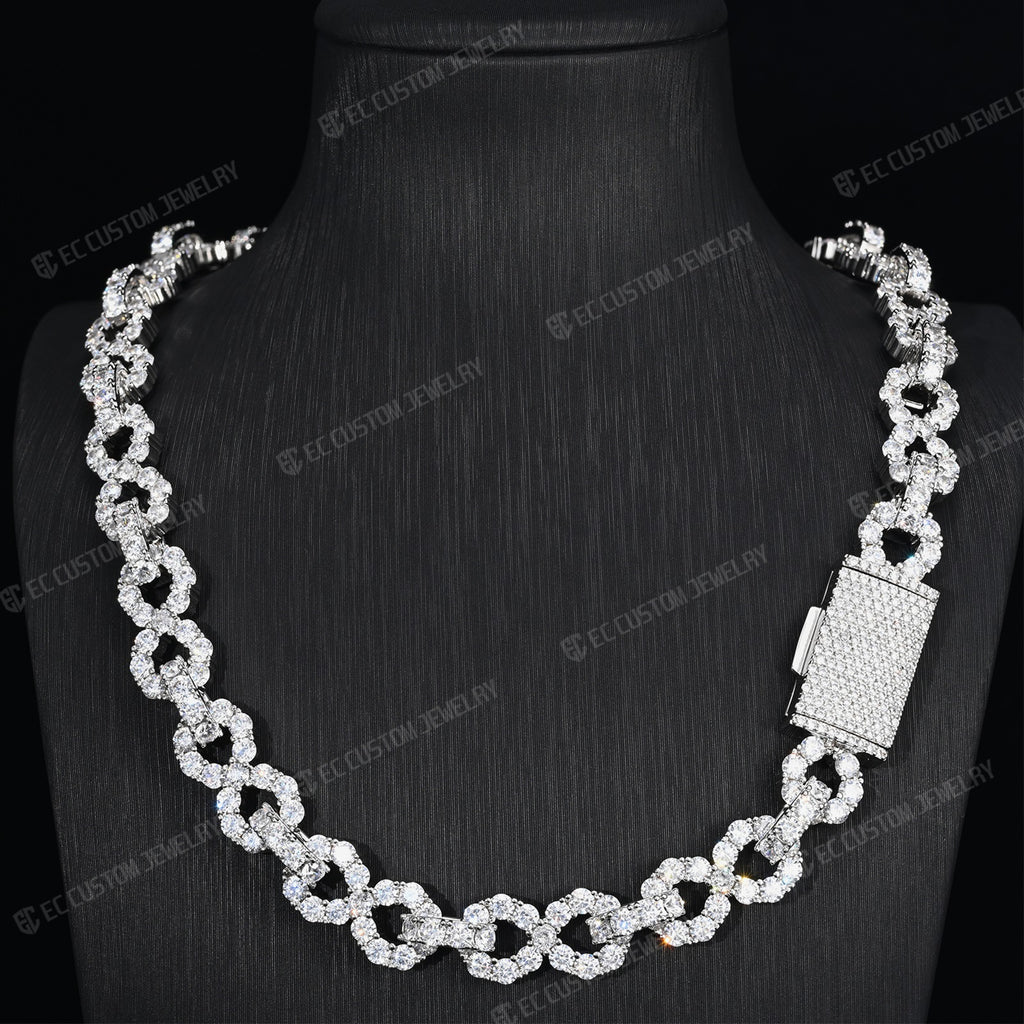 NEW 12MM LONES DIAMOND INFINITY LINK CHAIN ICED OUT NECKLACE