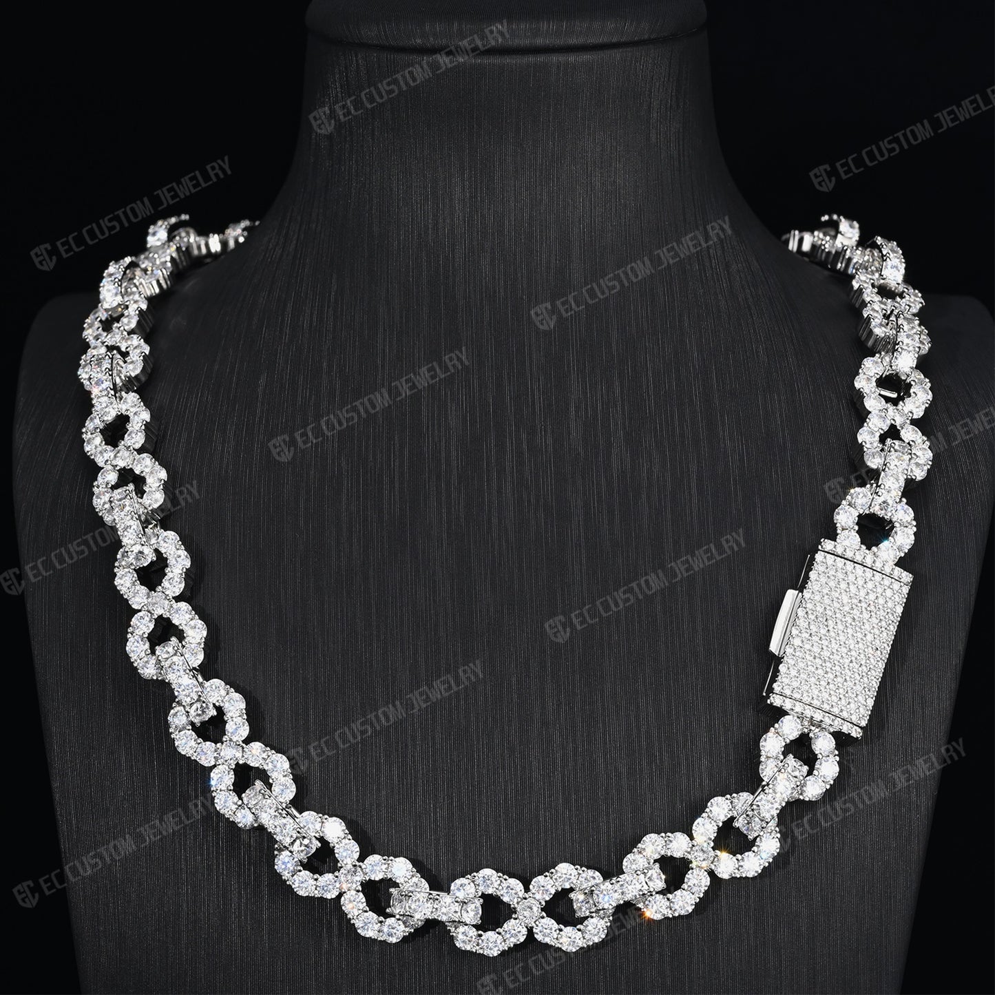 NEW 12MM LONES DIAMOND INFINITY LINK CHAIN ICED OUT NECKLACE