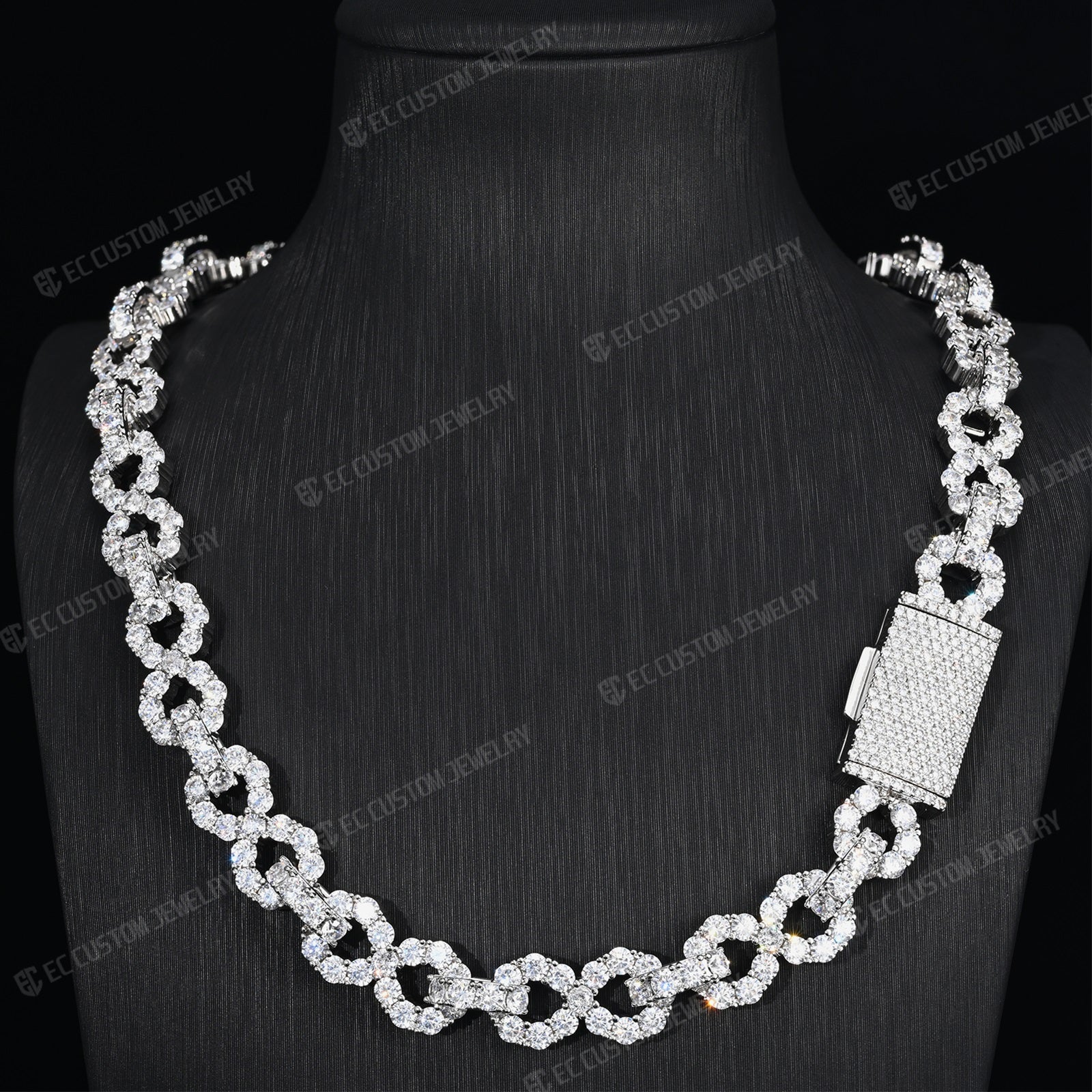 NEW 12MM LONES DIAMOND INFINITY LINK CHAIN ICED OUT NECKLACE
