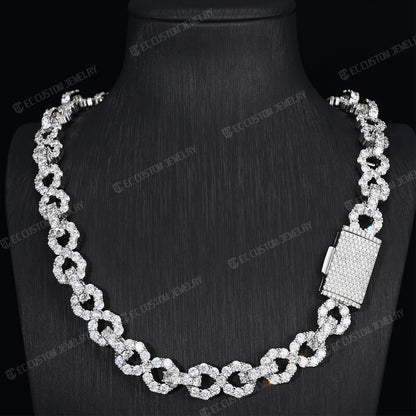 NEW 12MM LONES DIAMOND INFINITY LINK CHAIN ICED OUT NECKLACE