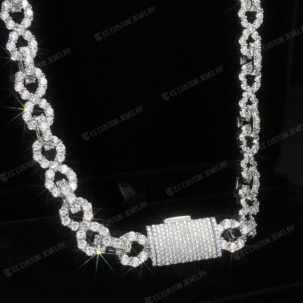 NEW 12MM LONES DIAMOND INFINITY LINK CHAIN ICED OUT NECKLACE