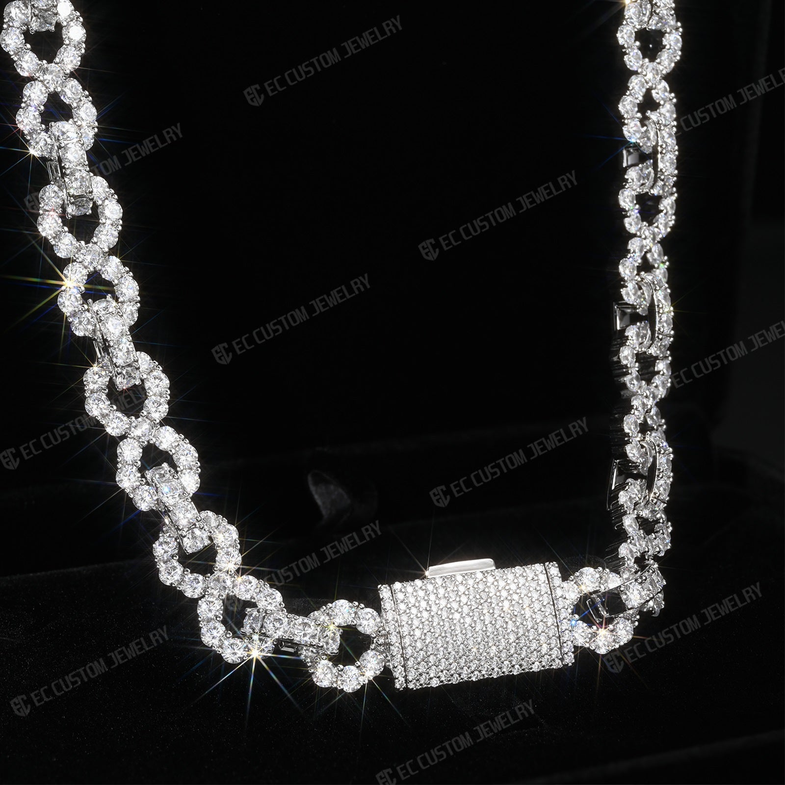 NEW 12MM LONES DIAMOND INFINITY LINK CHAIN ICED OUT NECKLACE