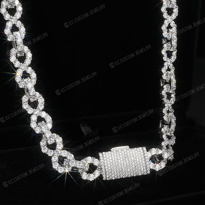 NEW 12MM LONES DIAMOND INFINITY LINK CHAIN ICED OUT NECKLACE