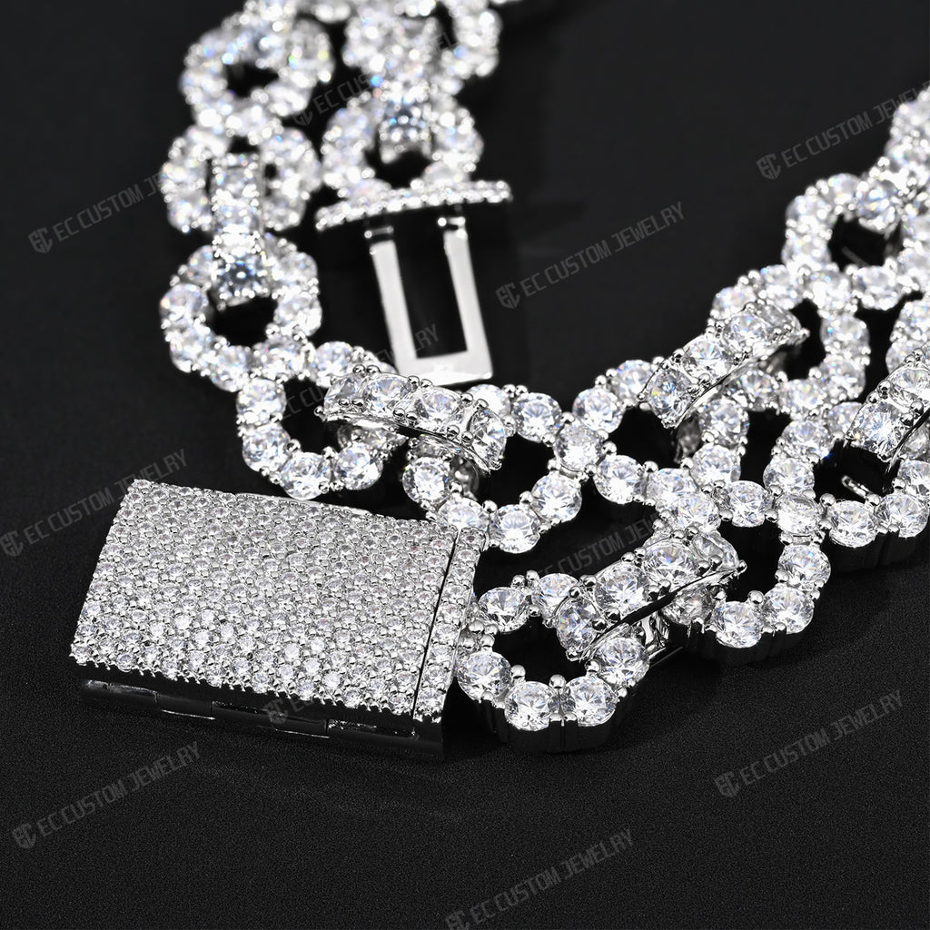 NEW 12MM LONES DIAMOND INFINITY LINK CHAIN ICED OUT NECKLACE