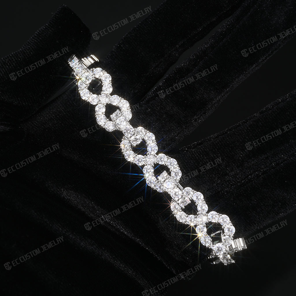 New 12MM Lone Iced Out Infinity Bracelet Diamond Link Chain