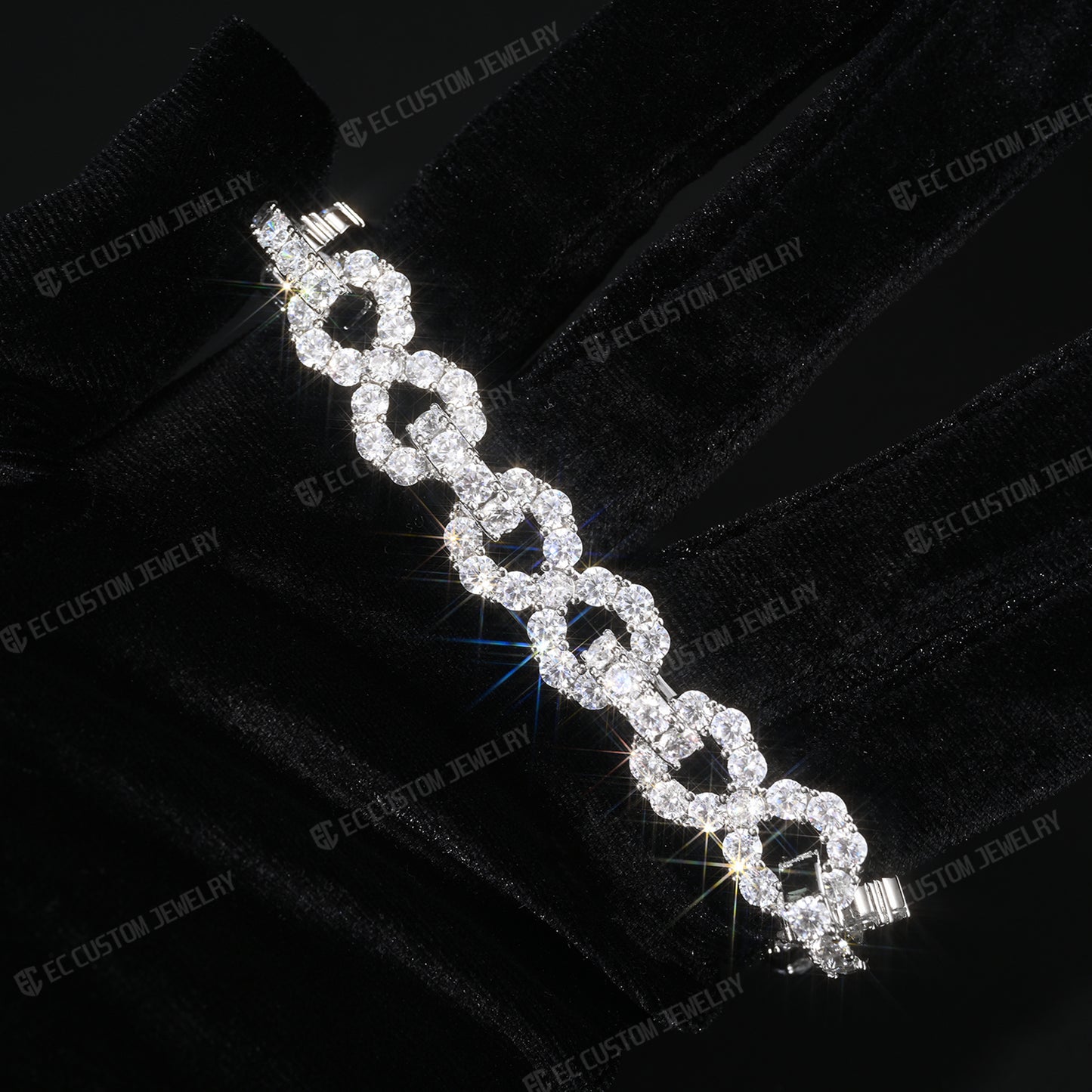 New 12MM Lone Iced Out Infinity Bracelet Diamond Link Chain