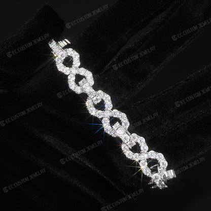 New 12MM Lone Iced Out Infinity Bracelet Diamond Link Chain