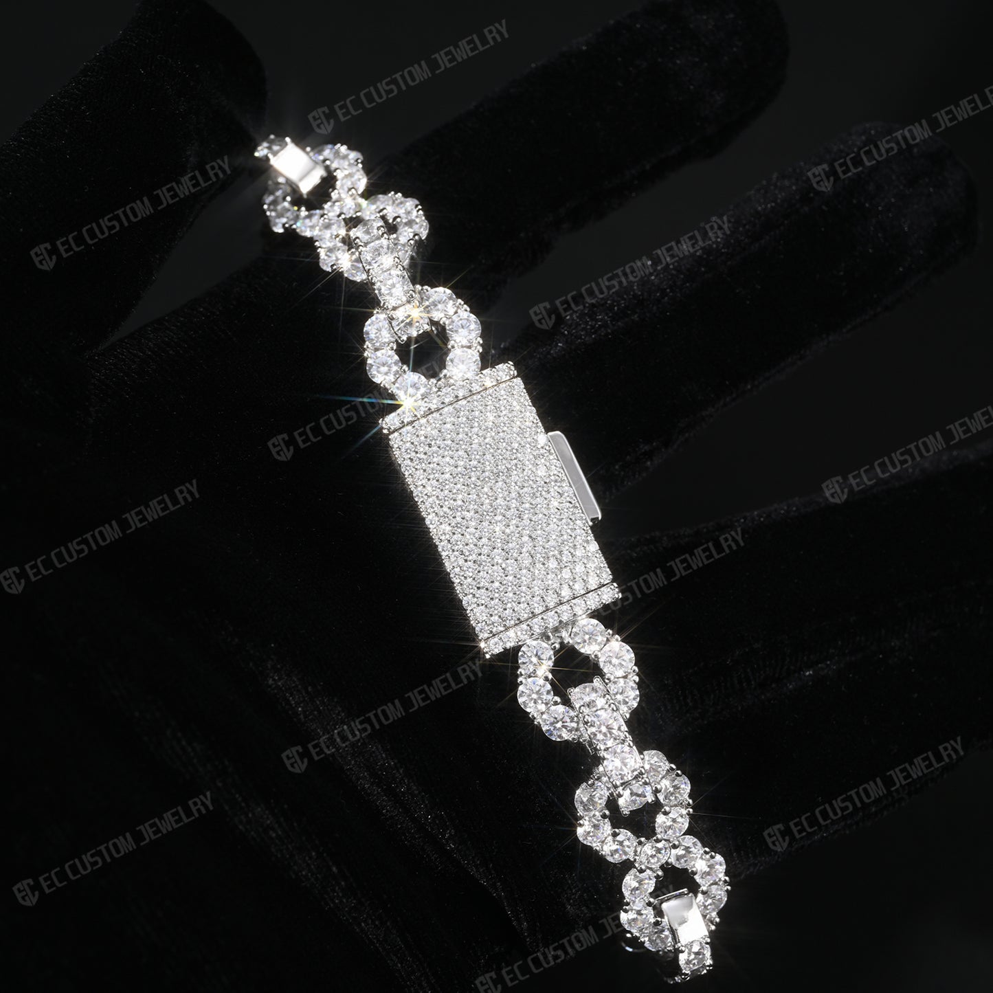New 12MM Lone Iced Out Infinity Bracelet Diamond Link Chain