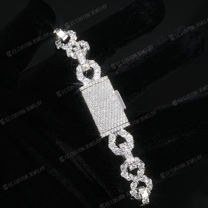 New 12MM Lone Iced Out Infinity Bracelet Diamond Link Chain
