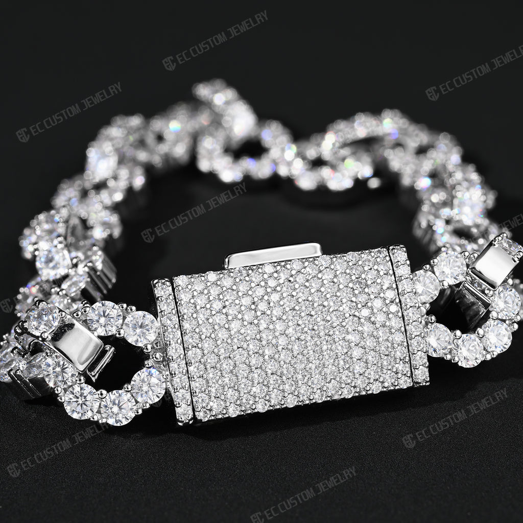 New 12MM Lone Iced Out Infinity Bracelet Diamond Link Chain
