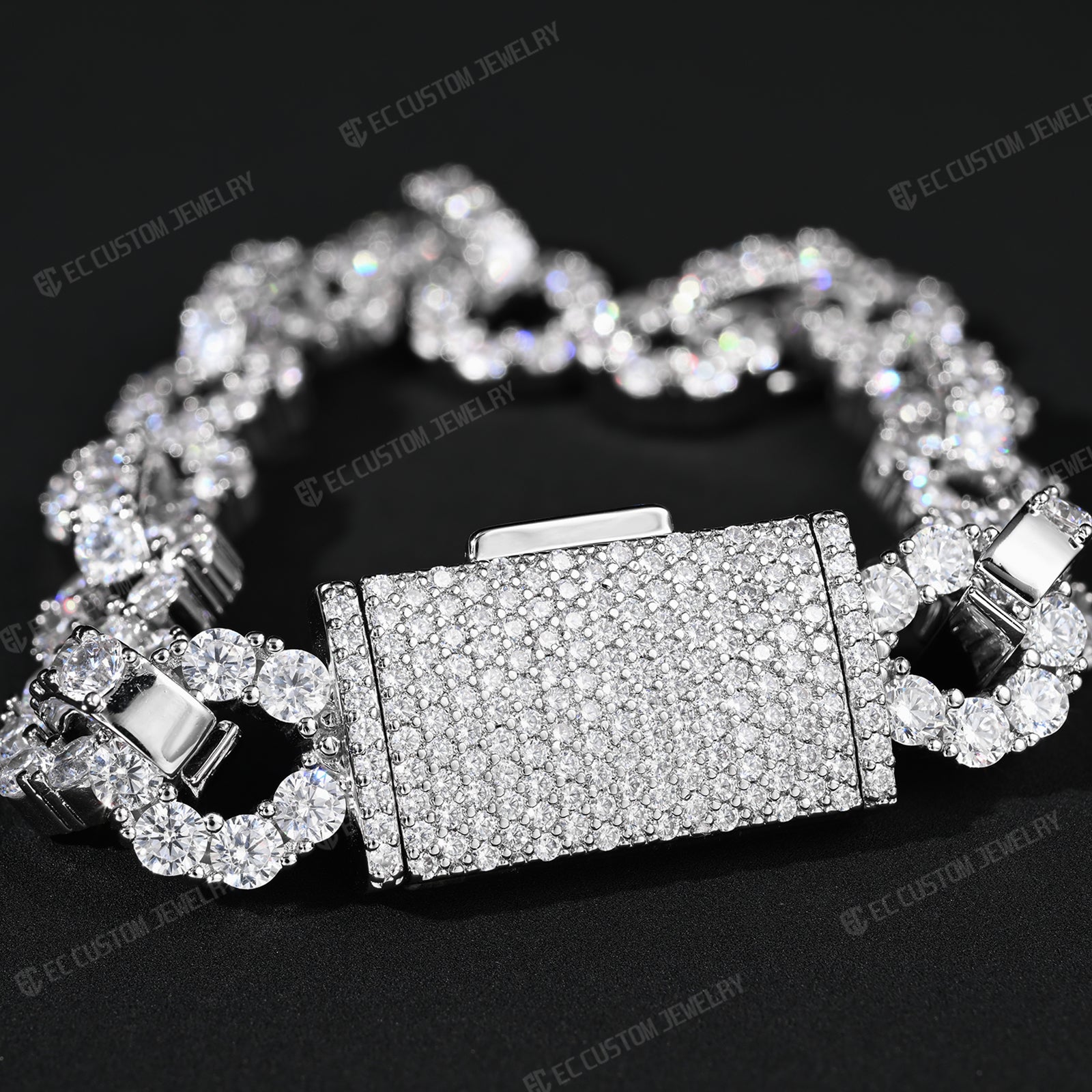 New 12MM Lone Iced Out Infinity Bracelet Diamond Link Chain