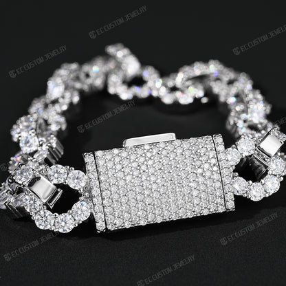 New 12MM Lone Iced Out Infinity Bracelet Diamond Link Chain