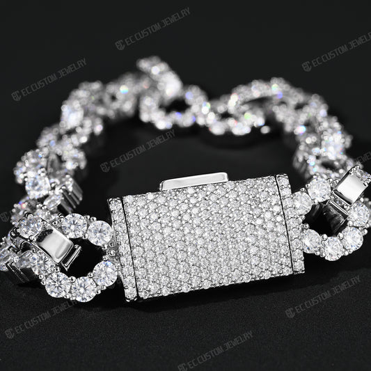 New 12MM Lone Iced Out Infinity Bracelet Diamond Link Chain