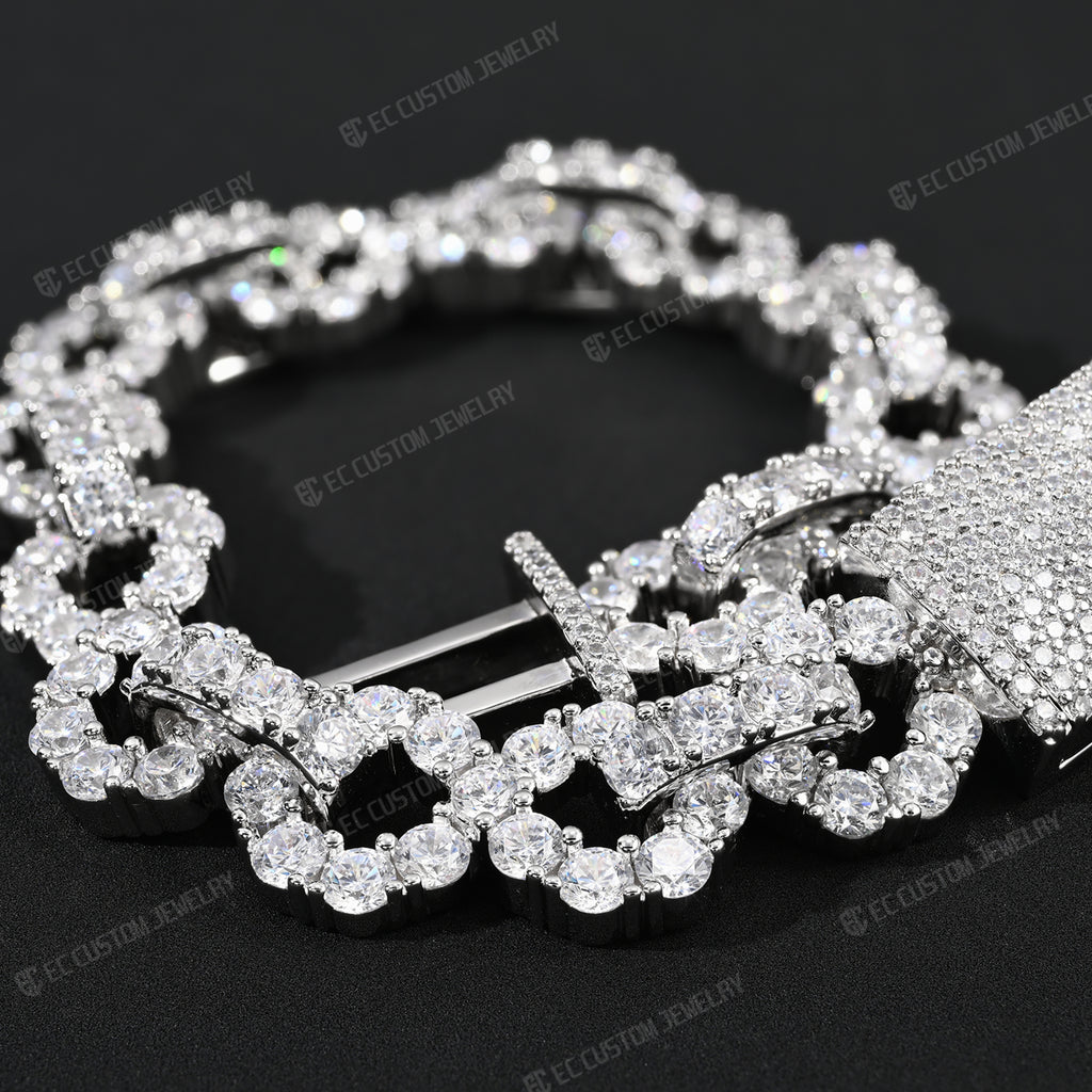 New 12MM Lone Iced Out Infinity Bracelet Diamond Link Chain