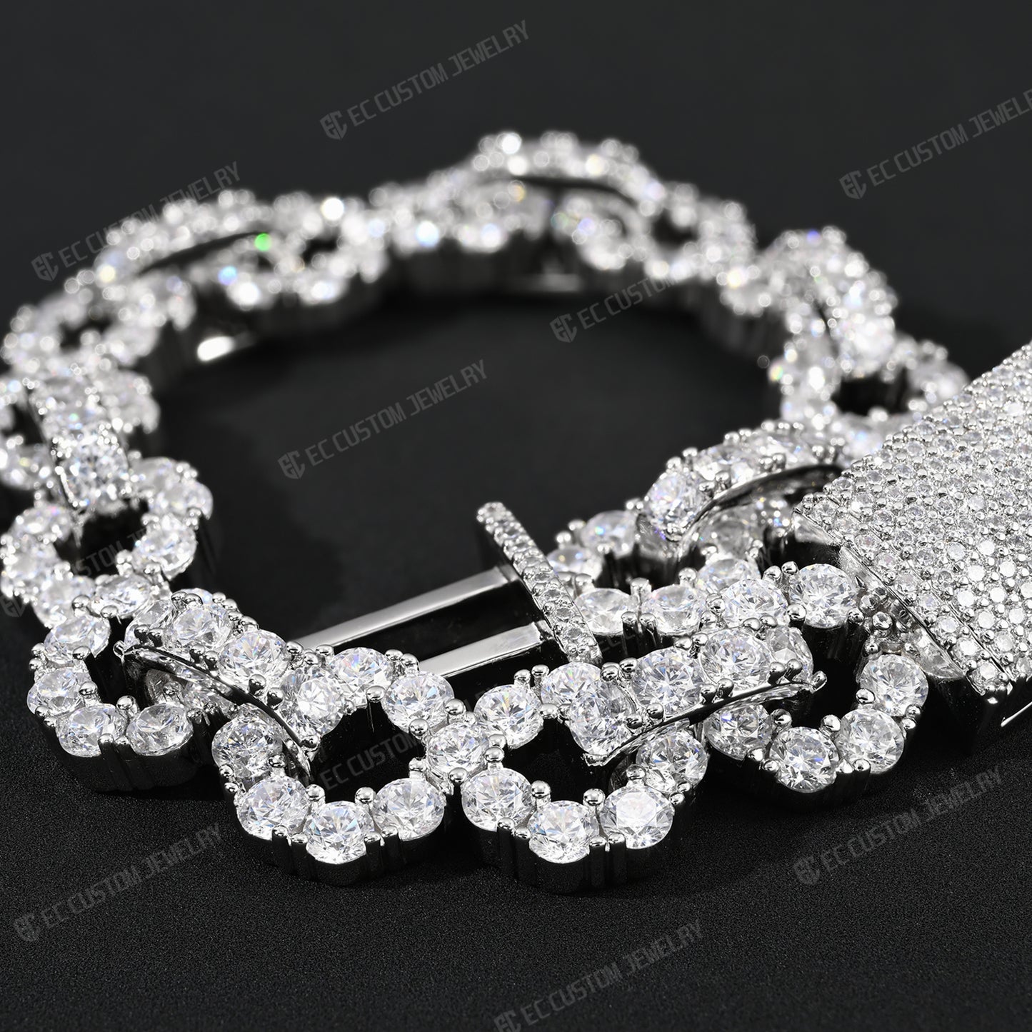 New 12MM Lone Iced Out Infinity Bracelet Diamond Link Chain