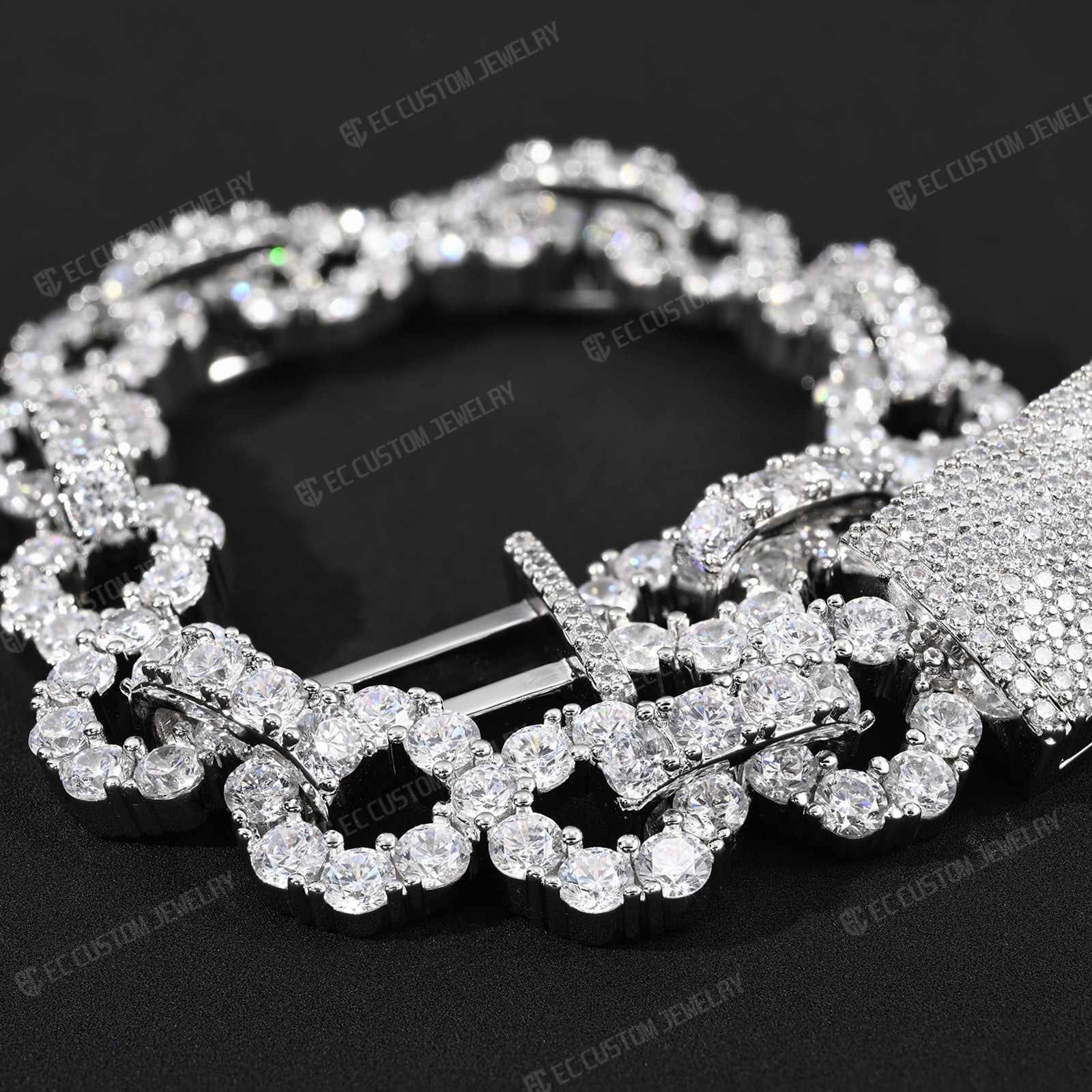 New 12MM Lone Iced Out Infinity Bracelet Diamond Link Chain
