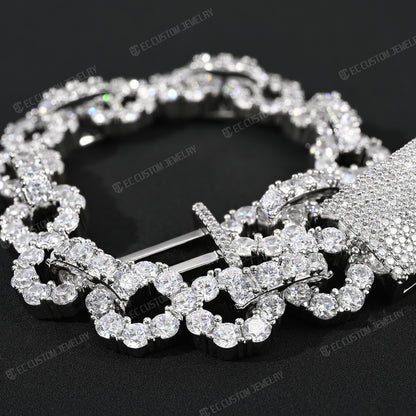 New 12MM Lone Iced Out Infinity Bracelet Diamond Link Chain