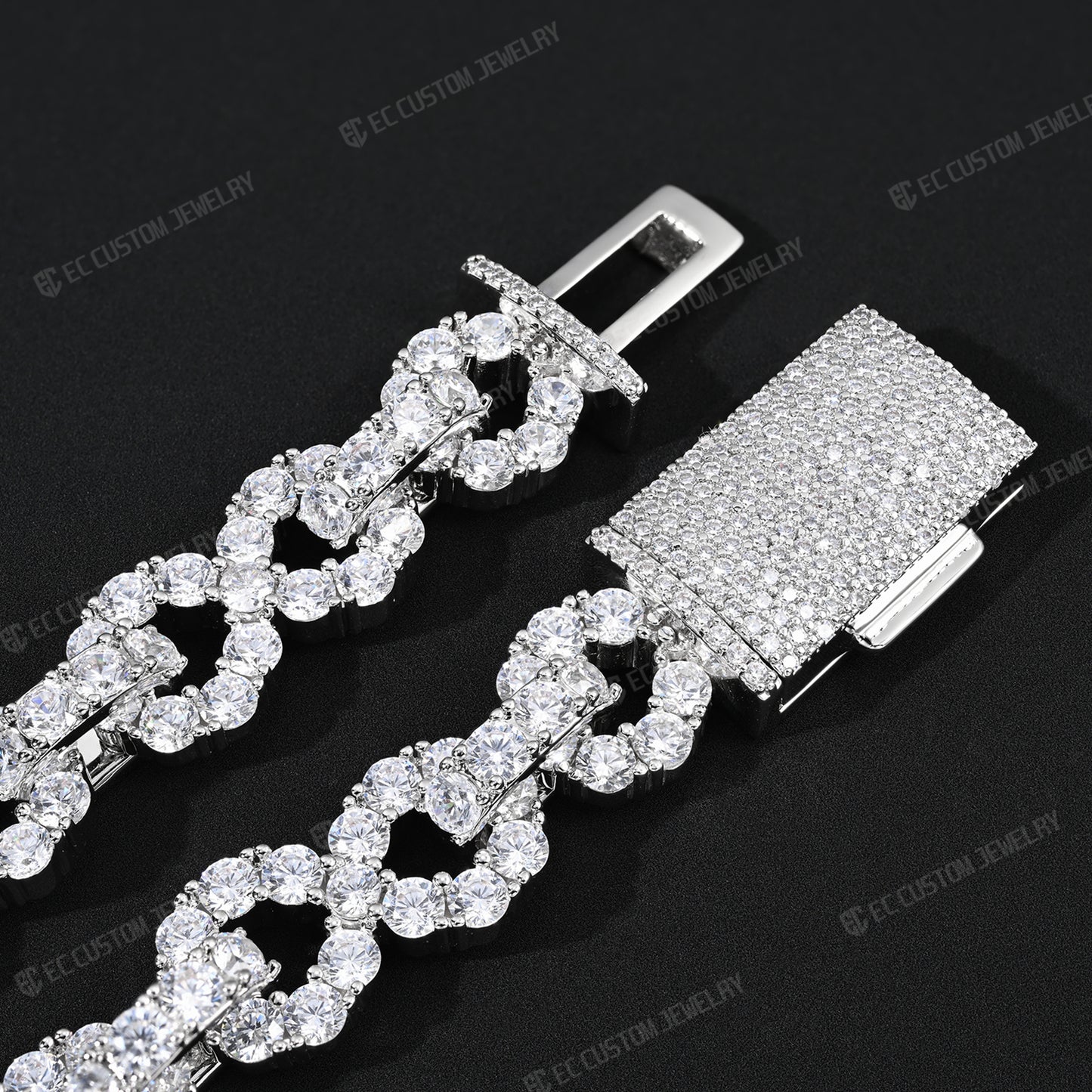 New 12MM Lone Iced Out Infinity Bracelet Diamond Link Chain