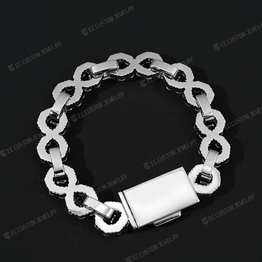 New 12MM Lone Iced Out Infinity Bracelet Diamond Link Chain