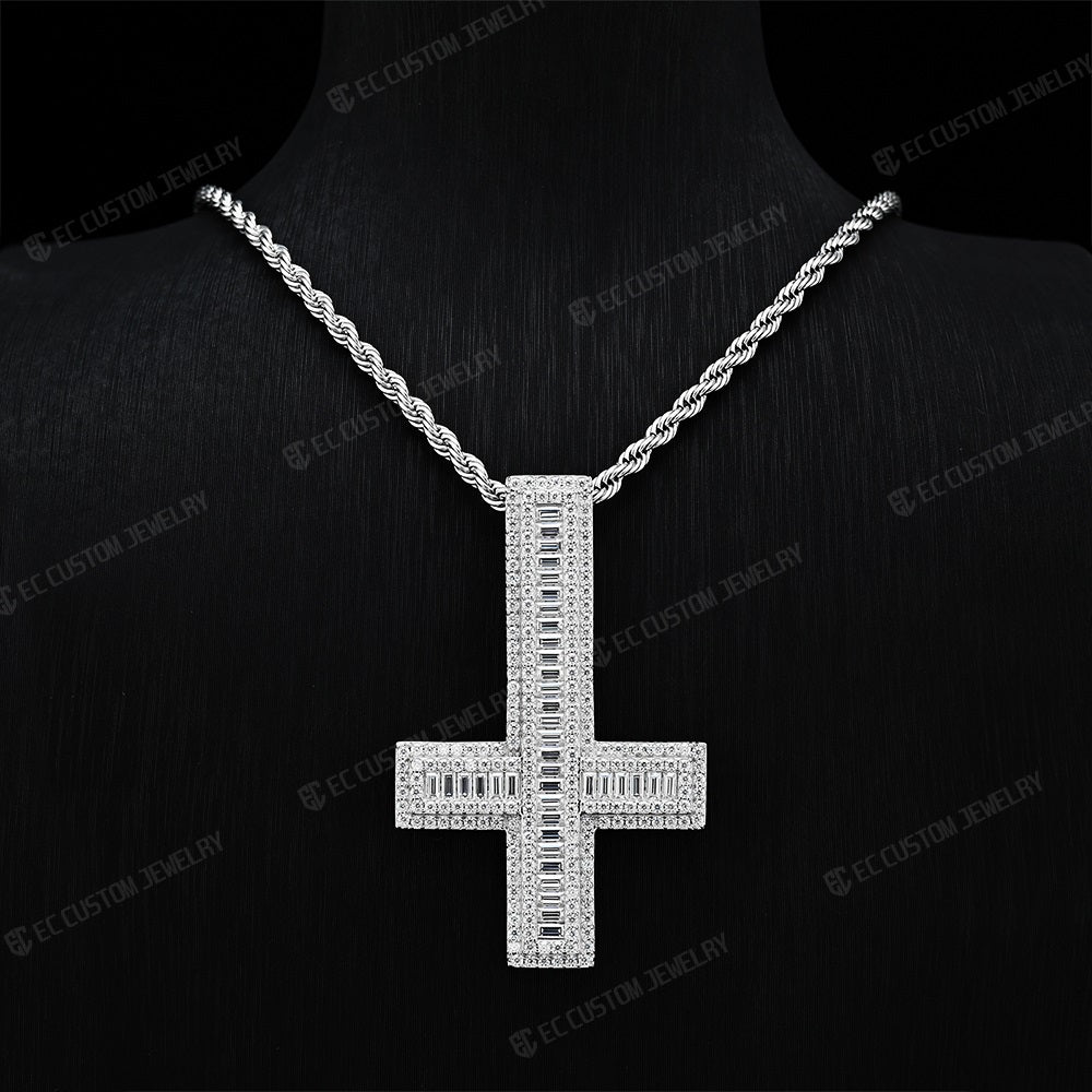 moissanite inverted cross pendant